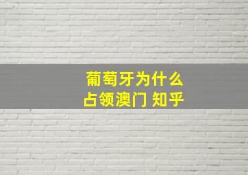 葡萄牙为什么占领澳门 知乎